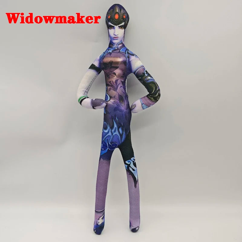 Peluche action figure anime gaming Overwatch D.Va / Doomfist / Genji / Widowmaker da 26cm, corpo flessibile con filo metallico, varie pose