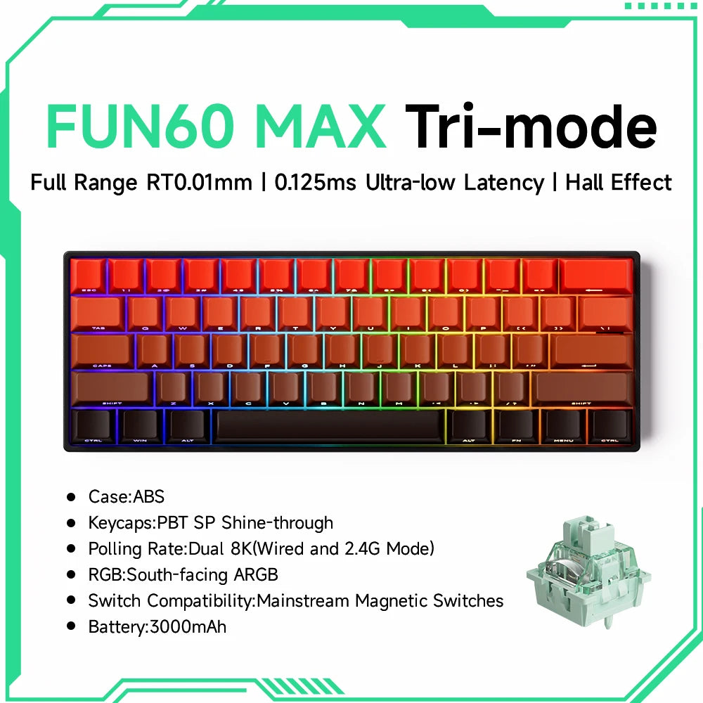 Akko MonsGeek FUN60 PRO&MAX HE Machanical Keyboard Magnetic Switch 60%  Gaming Keyboard Rapid Trigger 8K Custom Keyboard