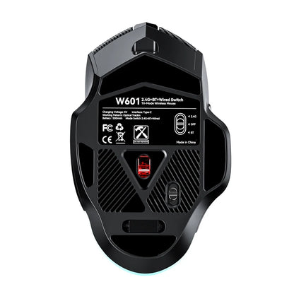 12800 DPI 2.4G Wireless Bluetooth Wired Tri-mode Mouse Mute Button Macro Programming Carbon Fiber Gaming Mouse 500mAh 7 Keys