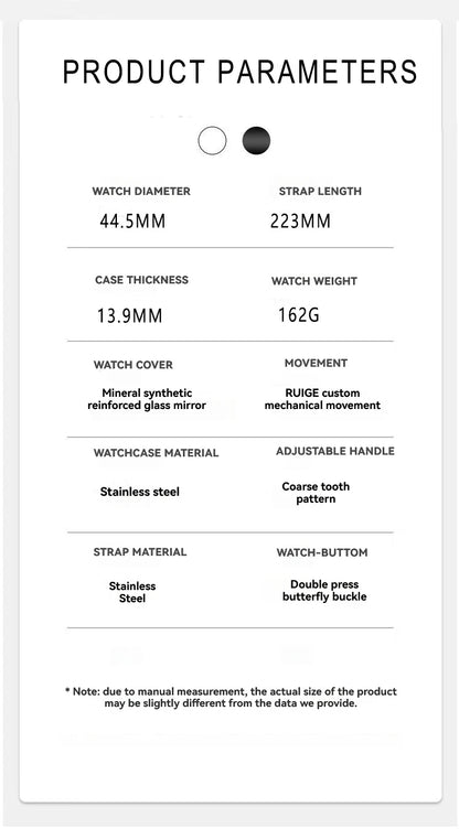 RUIGE Fashion Men's Fully Automatic Mechanical Watch Stainless Steel Calendar Men's Night Light Waterproof Versatile Watch
