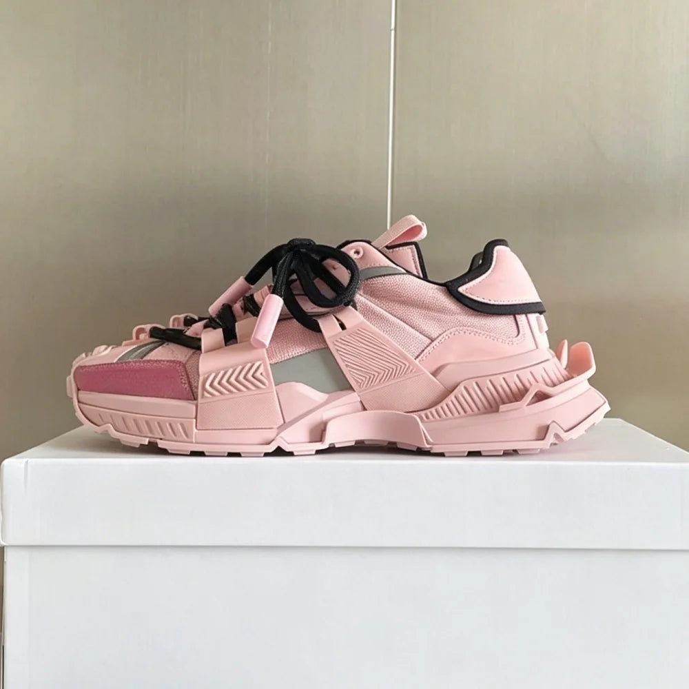 2026 Fashion Women Sneakers Size 35-46 High Quality Platform Sneakers Men Casual Shoes Sports Running Shoes Lace-Up Patchwork