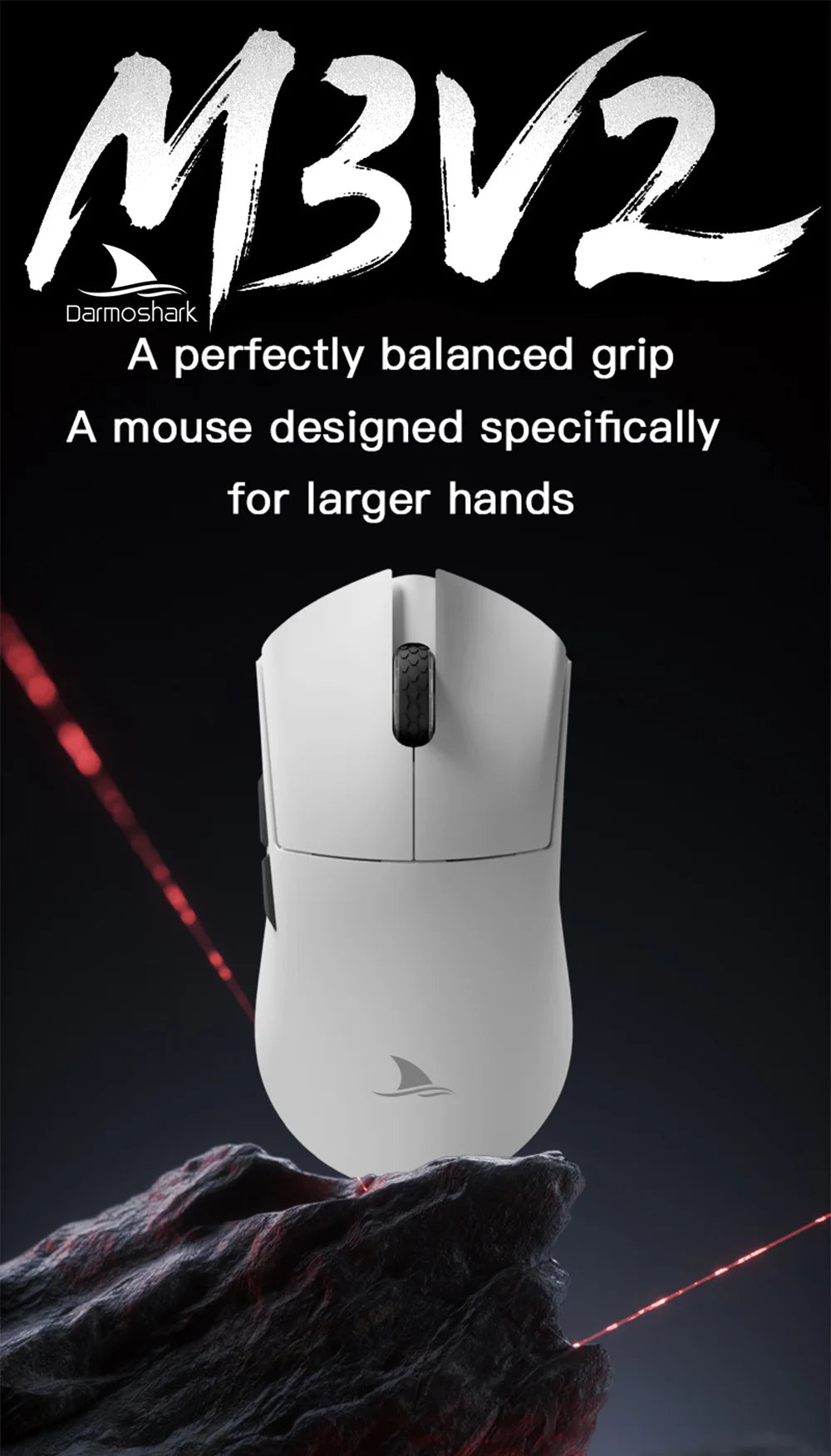 Mouse de gaming Darmoshark M3 V2 Double 8K, wireless, tri-mode, 26K DPI, senzor PAW3395, mouse macro pentru gaming, pentru mâini mari, computer, laptop și PC
