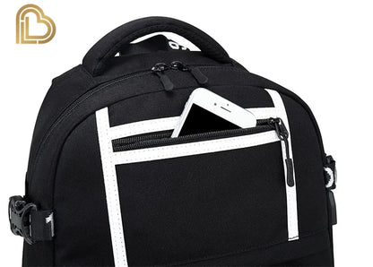 Mochila Red Jade F-Fortnited Battle Royale com carregamento USB, figuras anime e compartimento para material escolar para estudantes