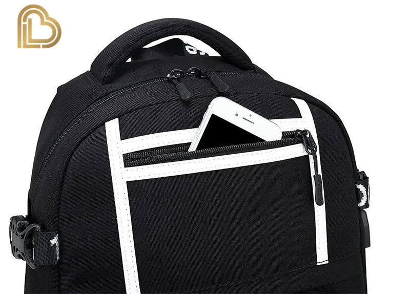 Ultima Knight F-Fortnited Battle Royale Rucksack mit USB-Ladeanschluss, Anime-Figuren und Studienfach für Schreibwaren für Schüler