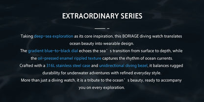 BORIAGE Fully automatic mechanical diving watch, 200m Water Resistance Miyuda 9015 movement men's watch
