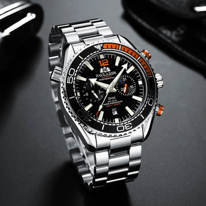 PAULAREIS P Brand Luxury Automatic Watch Men Fashion Calendar Waterproof Luminous Watch Stainless Steel Mechanical Watches Mens