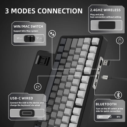 Teclado mecánico ATTACK SHARK X85 trimodo Gasket 75% con perilla CNC, acolchado de 5 capas, hot-swap, retroiluminación RGB y NKRO
