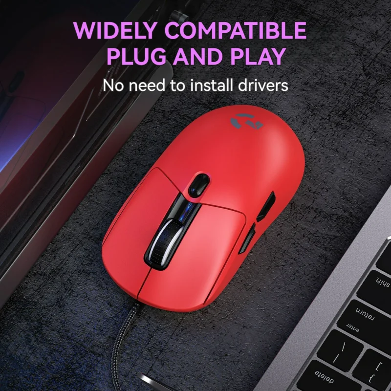 Mouse de gaming cu fir, 6 niveluri DPI ajustabile până la 12800DPI, cip Instant A825, iluminare RGB, programare macro, design ergonomic, mouse universal