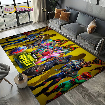 2025 Games 3D F-Fortnite Cartoon Carpet Rug for Living Room Bedroom Home Sofa Decoration,Kids play Area Rug Non-slip Floor Mat