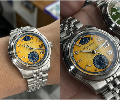 San Martin 39mm Miyota 9132 Power Reserve Display Men's Luxury Sport Watch Automatic Mechanical Waterproof Original Design SN0144