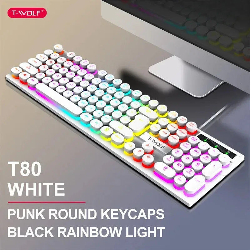 2026NEW RGB Gaming Mechanical Keyboard USB Wired 104 Keys Keyboard Backlit Black Red Blue Light for Computer Laptop Pro Keyboard