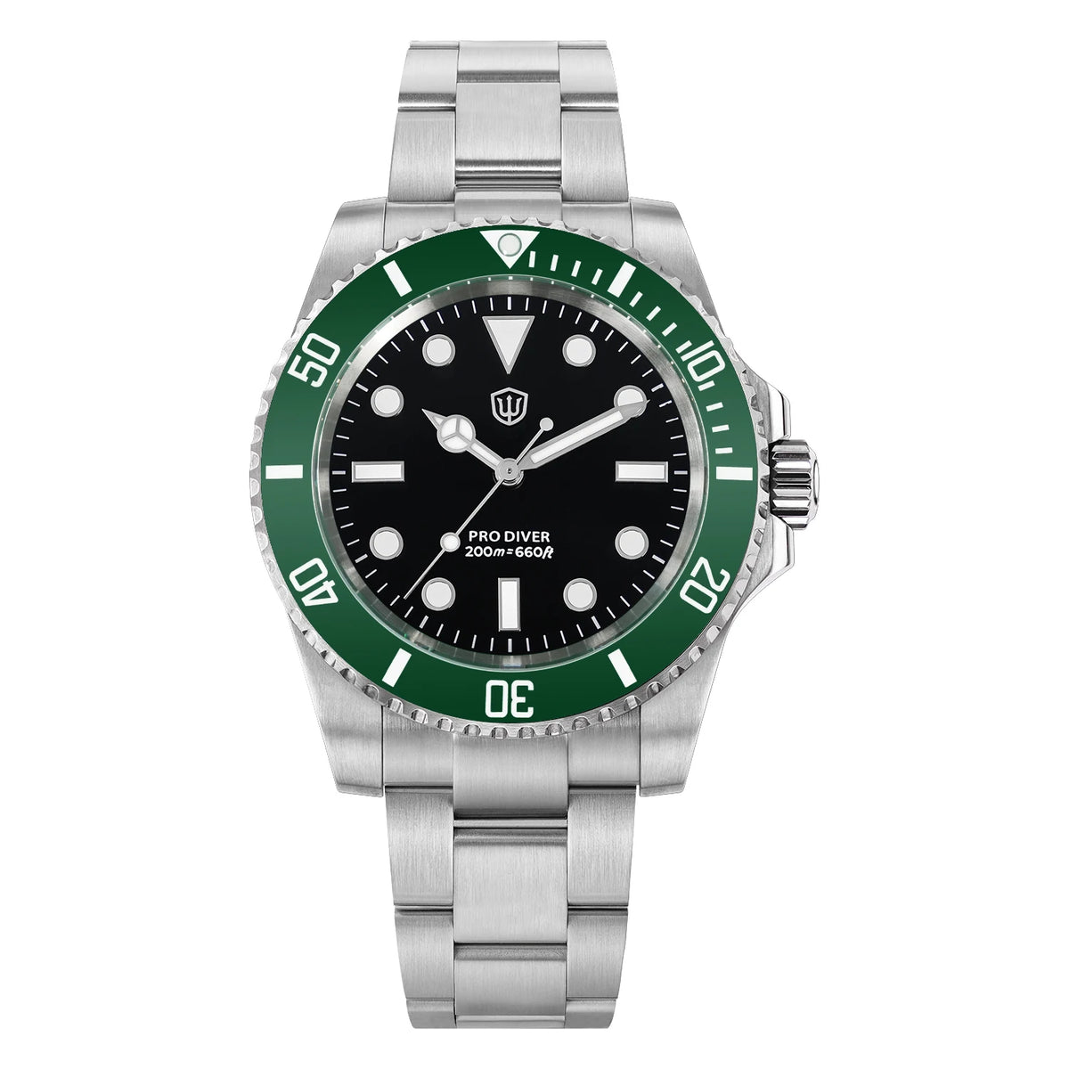Watchdives WD1680Q V2 Green Dial Quartz Watches VH31 Sweep Second Movement Sapphire 200M Waterproof Stainless Steel Wristwatch