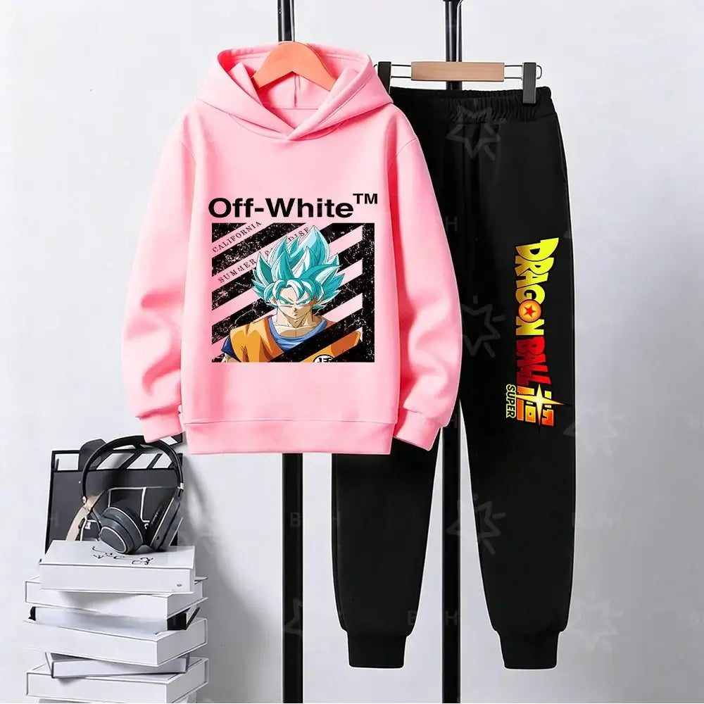 Kids Dragon Ball Camo Goku Printed Hoodie Set Casual Loose Comfortable Long Sleeve Sweatshirt Pants 2 Piece Outfits for Boys, Produit gaming premium Fraquane