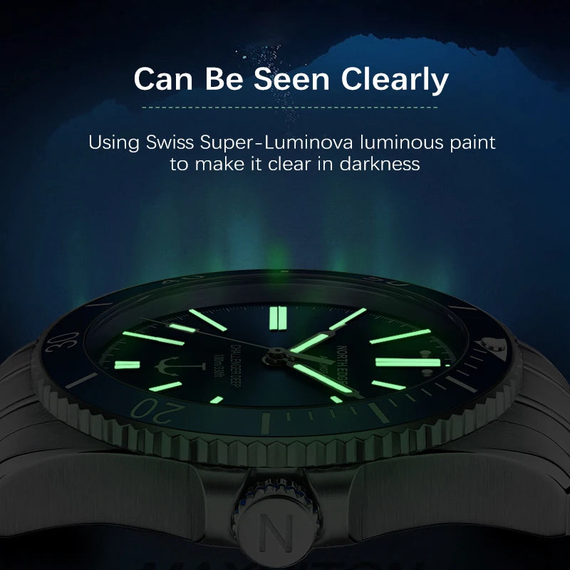 NORTH EDGE 42mm Men Mechanical Wristwatch Luxury Sapphire Glass MIYOTA 8215 Automatic Watches 10bar Waterproof Watch Men ANCHOR