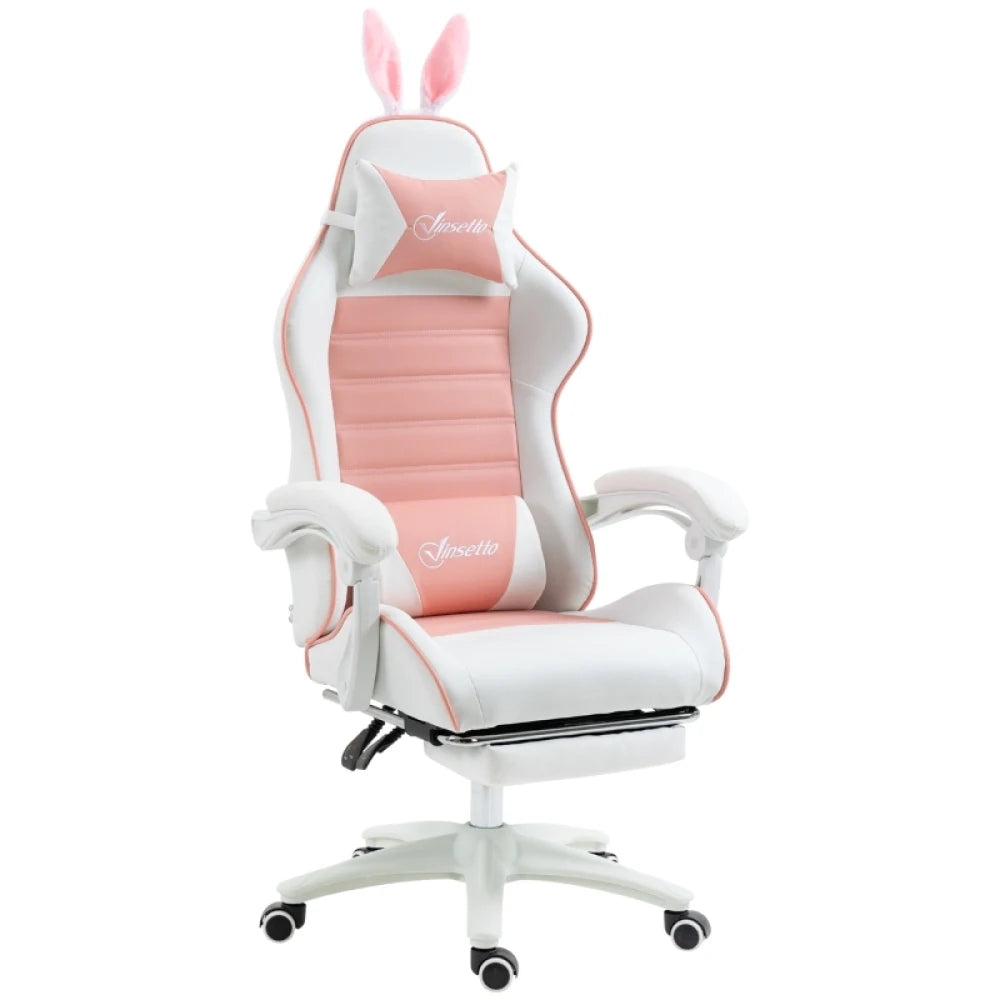 Ergonomic Gaming Chair with Footrest, 135° Reclining Gamer Chair, Adjustable Height Gaming Chair with Lumbar Cushion & Headrest