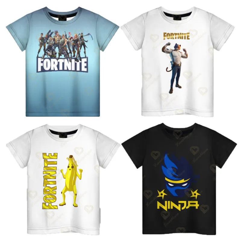Peely Fortnite T-Shirt Round Neck Summer Short Sleeve Battle Royale Streetwear Top for Casual Wear