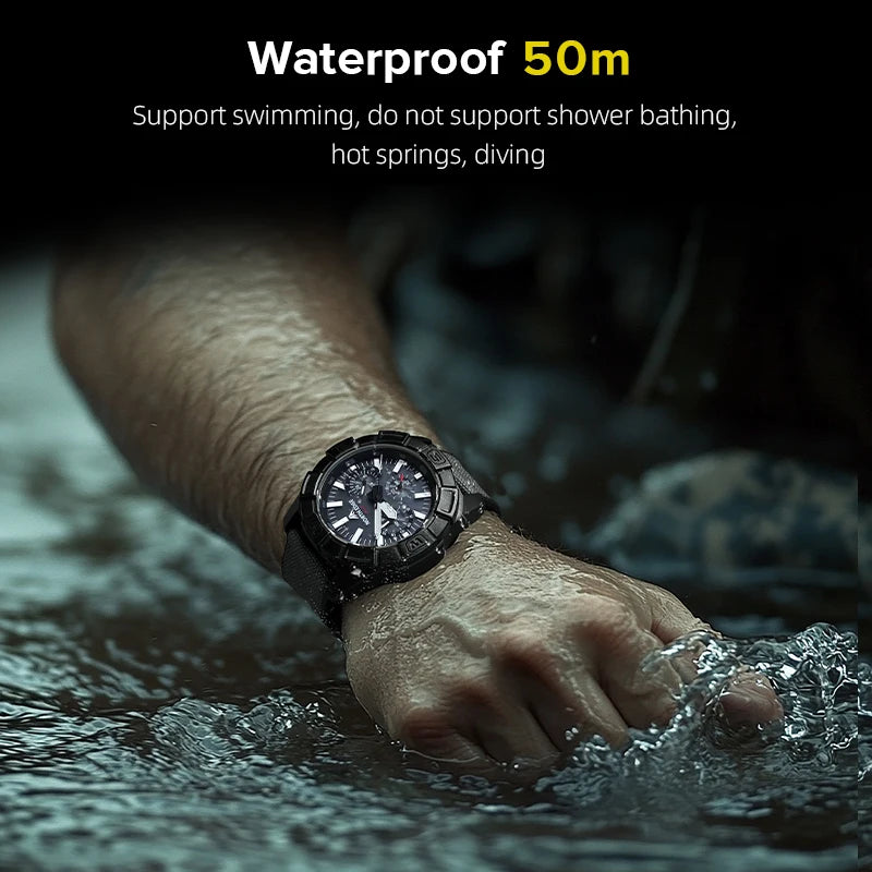 NORTH EDGE 2025 BLAZE Men's Watches Solar Power 316 stainless steel Case Quartz Watch For Men Pilot Waterproof 50M Stopwatch