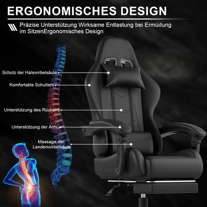 HOMALL Ergonomic Gaming Chair with Low-Noise Roll Office Chair Faux Leather Swing Chair Desk Chair
