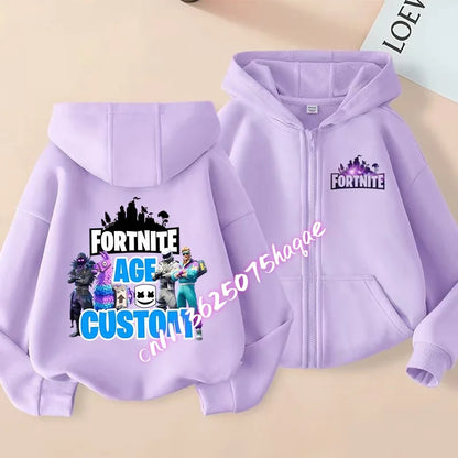 Kid Outdoor Jacket Cartoon FORTNITED Girl Boy Sweatshirt Coat High-Quality Thin Windbreaker Girl Autumn Zip Jacket Clothing Tops