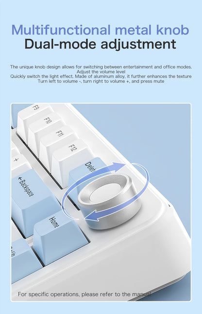 75% Hot Swap Gaming Keyboard Wireless FREEWOL F75 RGB Mechanical Keyboard with Metal Knobs AULA F75 Same Model,Tri-Mode,4000 mAh