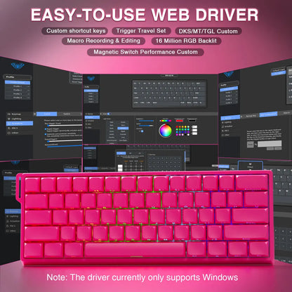 WIN60PRO Magnetic Switch Keyboard Rapid Trigger 8K Return RGB Hotswap 60% Layout Esports Gaming Keyboard