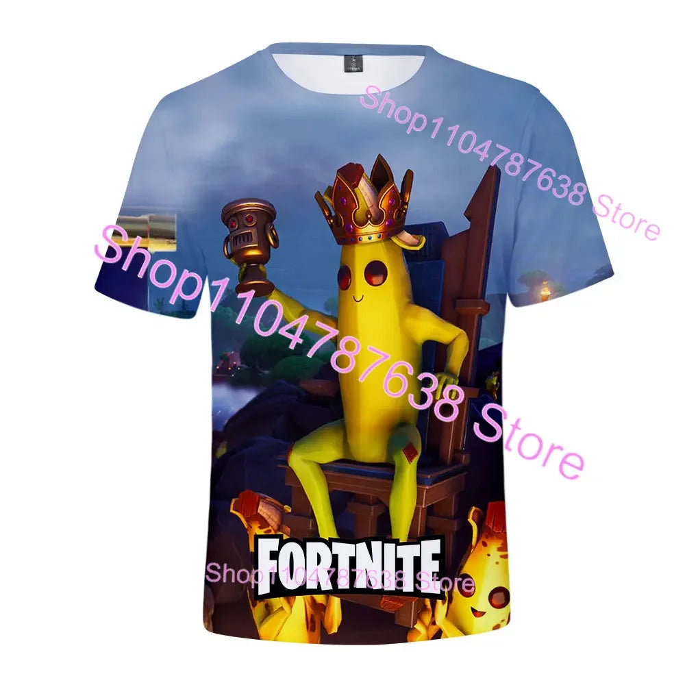 Summer T-shirt Raven Ultima Knight Fortnite T-Shirt, 3D Print Banana Peely Men’s Tee, Battle Royale Game Tops, Birthday Gifts