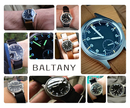 Baltany Dirty Dozen Watch Men's S2019 Military Vintage Wristwatch Small Seconds Hand VD78 Quartz Luminous 100M Waterproof Field Watch