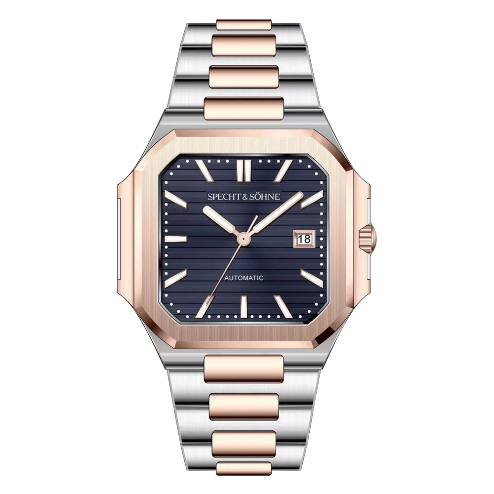 2025 Specht & Söhne Men's Classic Cubic Automatic Mechanical Watch 50M Waterproof Luminous Sapphire Crystal Reloj Hombre 41MM