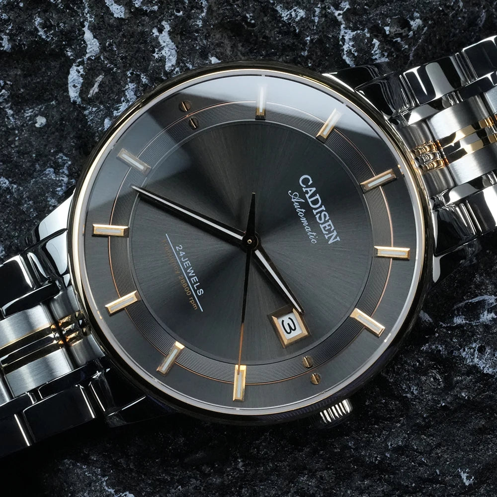 CADISEN Ultra-thin Mechanical Wristwatch Japan MIYOTA 9015 Top Brand Luxury Single-dome Sapphire Crystal Automatic Watch Man