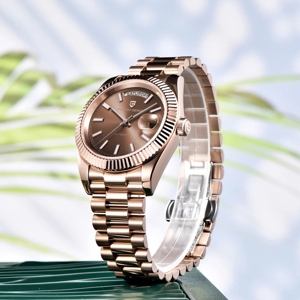 2026 New PAGANI DESIGN Rose Gold Luxury Men's Watches Automatic Mechanical Watch For Man AR Sapphire Waterproof Date Men Clock