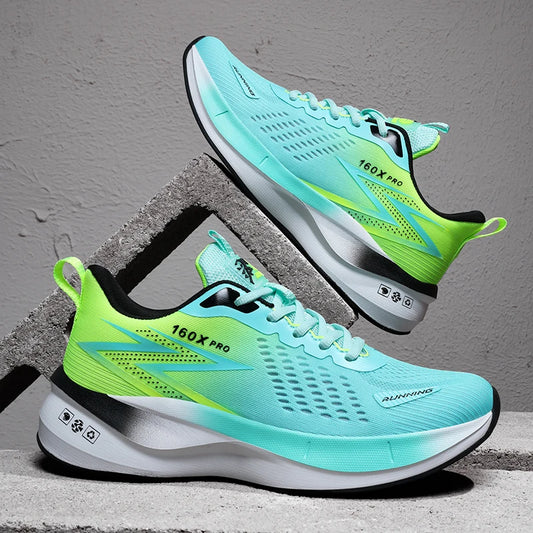Brand Men's Carbon Plate Running Shoes, Soft Cushion, Shock Absorbing Sports Shoes, Unisex Sneakers, Light Anti-Slip Training Shoes
