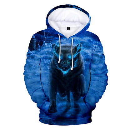 Cool Space Galaxy Wolf Hoodie Hoodies Men Bright Wolf Fashion Handsome Wolf Hoodies Spring Autumn Pullovers Sweatshirts Sweat