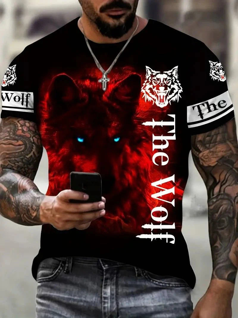 Summer Wolf Animal 3D Print T-Shirts Men Women Hip-hop Short Sleeve T Shirt Casual Oversized Harajuku Y2K Tops Tees Men Clothing
