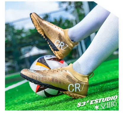 Kids Anti-Collision Toe Football Boots Lace-Up Closure Short Non-Slip Studs Wearproof Breathable Outdoor Grass Game Shoes