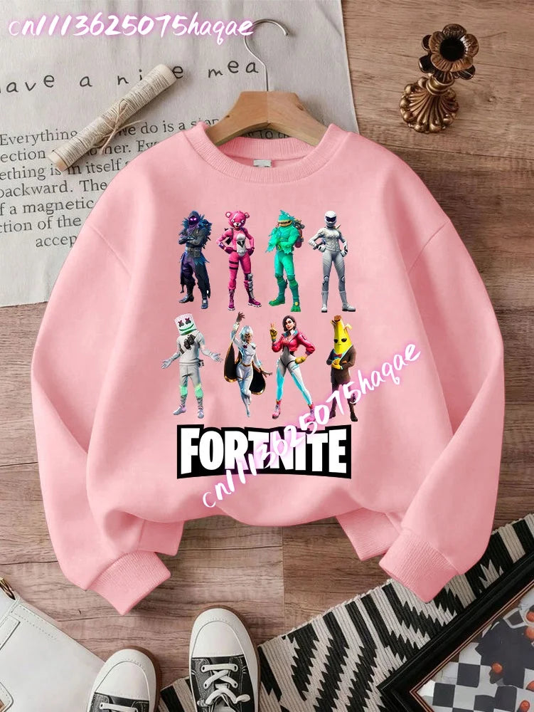 New Fortnite Kids Sweatshirts Cartoon Game Character Printed Hoodie Autumn Casual Children Tops Winter Baby Boys Clothing
