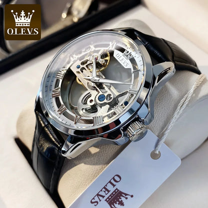 OLEVS 6661 Men's Top Brand Luxury All-Transparent Hollow Mechanical Watch, Original Fashion, Waterproof Classic Design