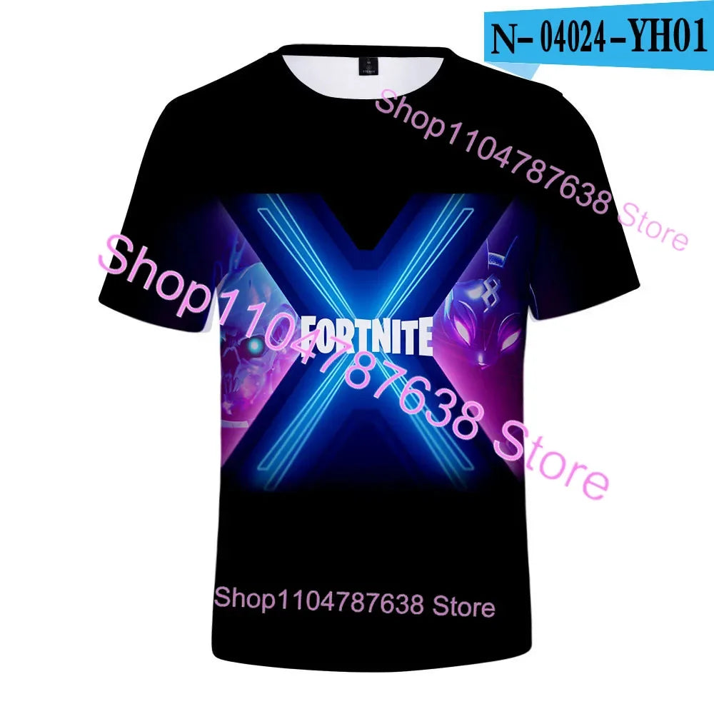 Summer T-shirt Raven Ultima Knight Fortnite T-Shirt, 3D Print Banana Peely Men’s Tee, Battle Royale Game Tops, Birthday Gifts