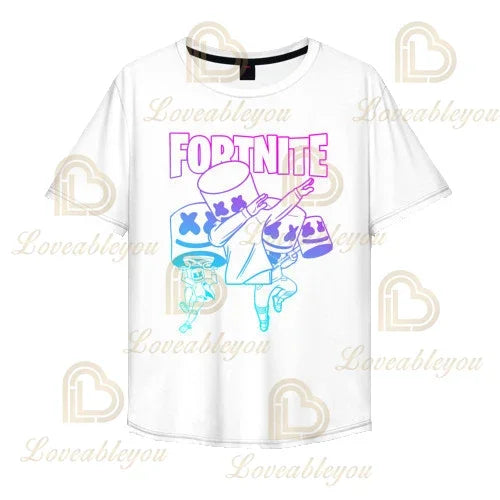 T-shirt Cartoon Fortnite para Rapazes e Raparigas, Battle Royale 3D, 3 a 14 Anos, Victory Royale, Top de Jogo para Criança e Roupa Teen