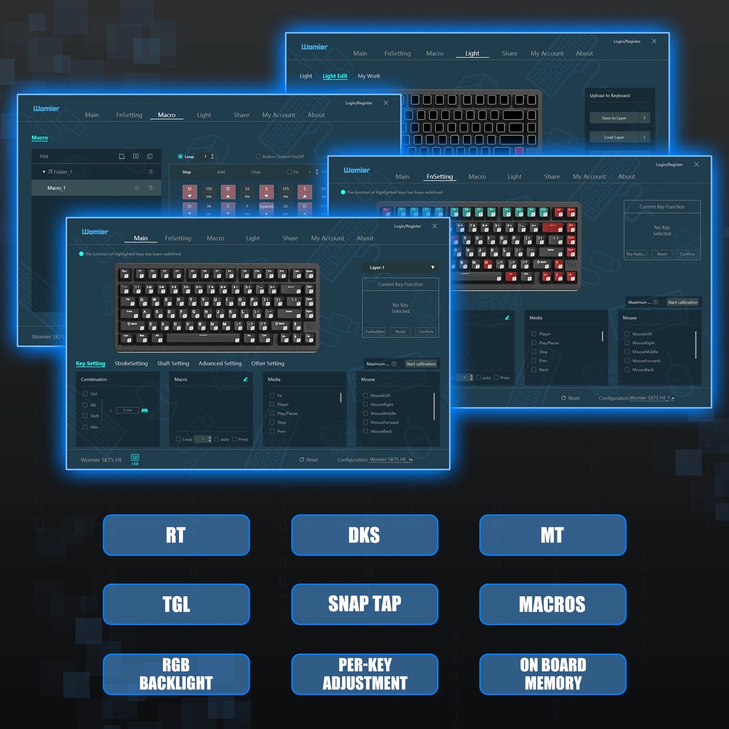 Womier SK75 TMR 75% Wireless Magnetic Keyboard Rapid Trigger Tri-Mode Bluetooth/2.4G/USB-C Hot-Swap Esports Gaming Keyboard