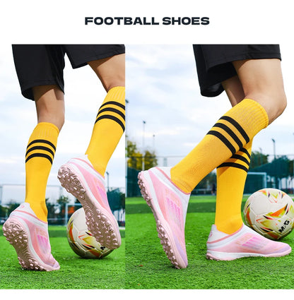 Men's Football Boots Futsal Ultralight Soccer Shoes Training TF Match Long Spikes Breathable Indoor Sneakers Cleats Drop Shipping