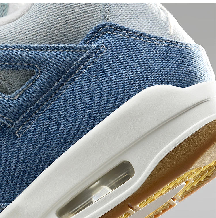 Nike Original JORDAN Damen-Basketballschuhe aus Denim mit Luftpolster-Stoßdämpfung, mittelhoher Schaft, IB6716-100