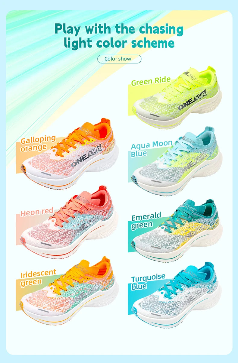 ONEMIX Carbon Plate Running Shoes for Men, Shock Absorption, Ultra-Light Sports Shoes, Rebound Outdoor Women Marathon Sneakers