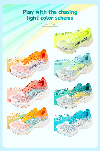 ONEMIX Carbon Plate Running Shoes for Men, Shock Absorption, Ultra-Light Sports Shoes, Rebound Outdoor Women Marathon Sneakers