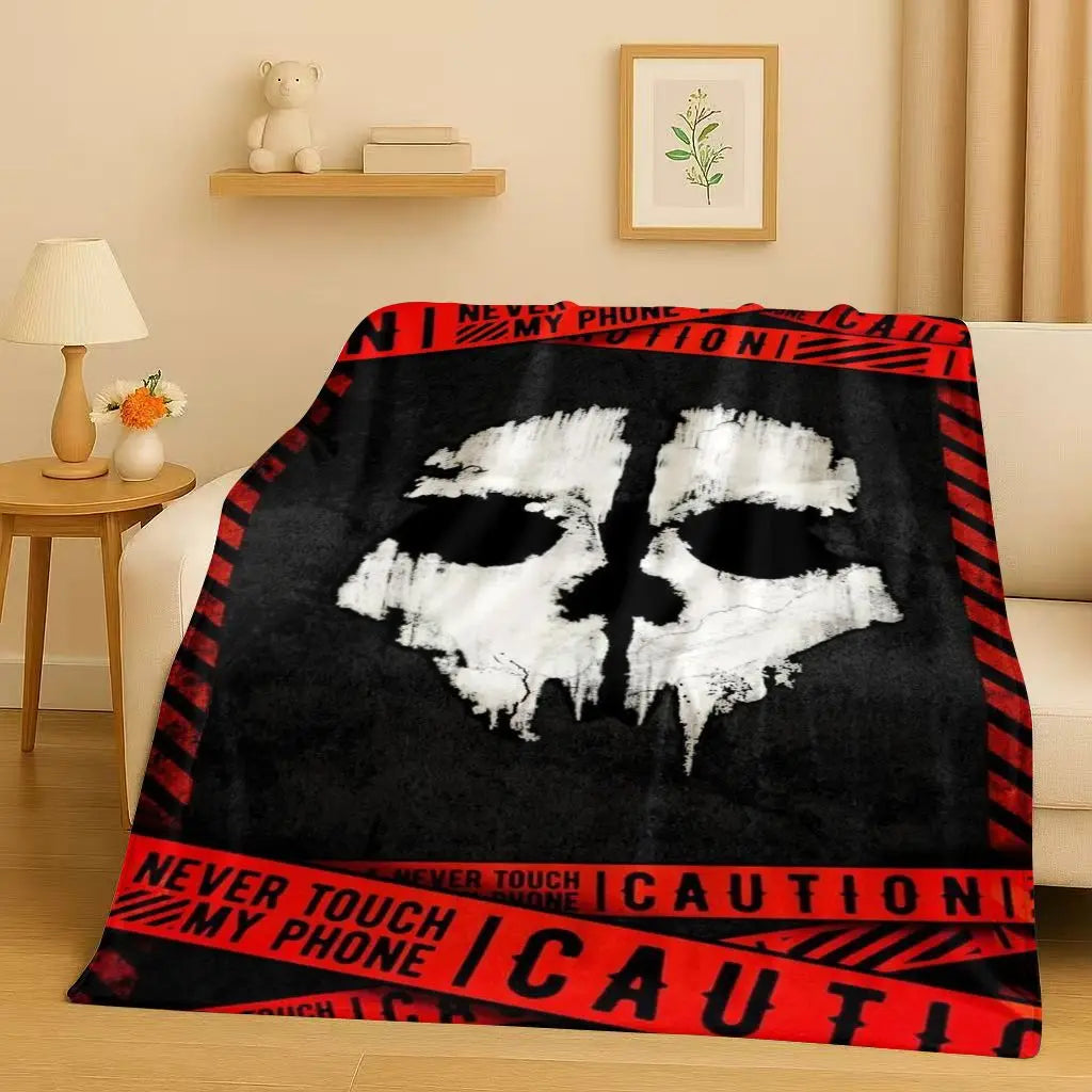 Classic Gun Game Call of Duty COD Ghost Simon Flannel Blanket,Ultra Soft Warm Plush Throw for Home Bedroom Bed Sofa Cover Kid
