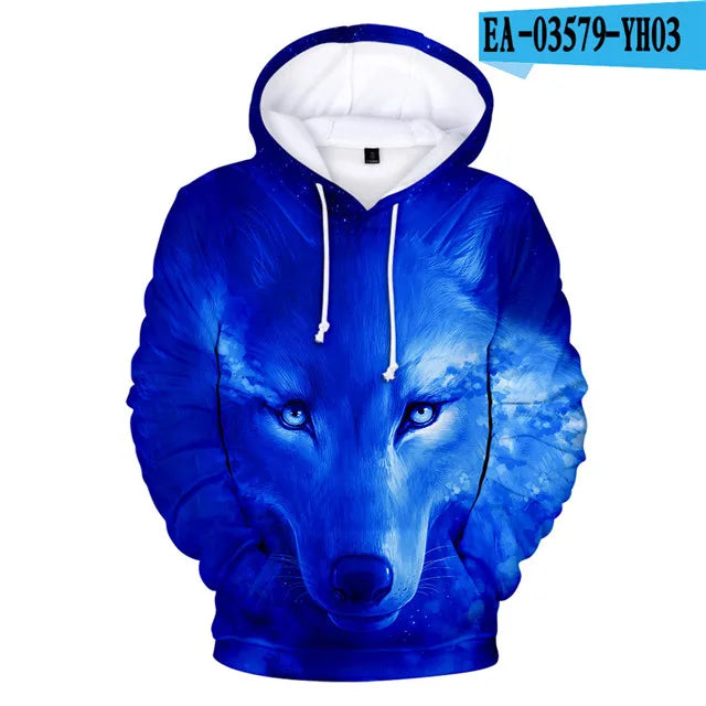 Cool Space Galaxy Wolf Hoodie Hoodies Men Bright Wolf Fashion Handsome Wolf Hoodies Spring Autumn Pullovers Sweatshirts Sweat