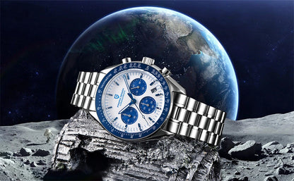 Moška ura PAGANI DESIGN »New Moon« – luksuzna kvarčna ura, kronograf, safirno steklo z antirefleksno obdelavo, keramični okvir, svetleče kazalce