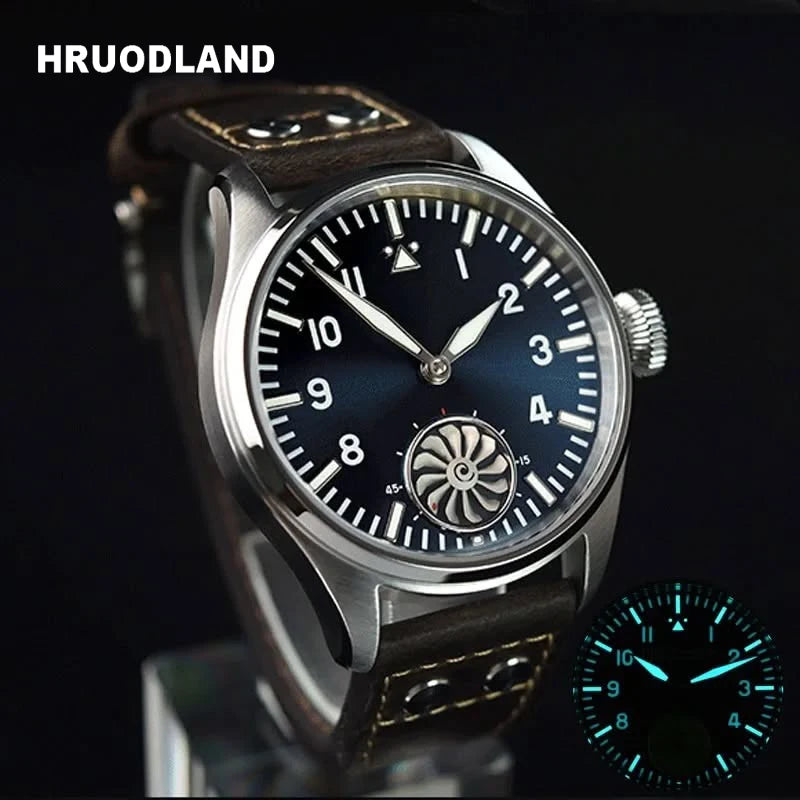 Hruodland 2025 new pilot ST3620 men's manual mechanical watch 43MM sapphire waterproof 10Bar BGW-9 retro reloj hombre