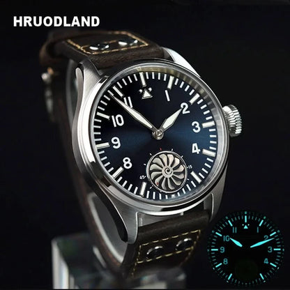 Hruodland 2025 new pilot ST3620 men's manual mechanical watch 43MM sapphire waterproof 10Bar BGW-9 retro reloj hombre