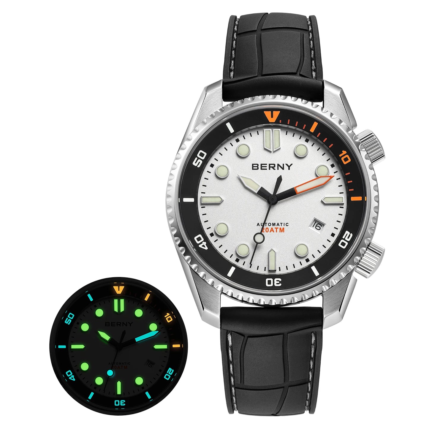 BERNY Diver Automatic Watches Men's Luxury Sapphire 316L Stainless Steel Mechanical Watch 42MM 200M Waterproof Diving Men Watch