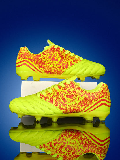 Chaussures de football AG/FG pour l'extérieur, tige respirante en PU, crampons longs en TPU stables, pour hommes et femmes, bottes d'entraînement de football sur gazon